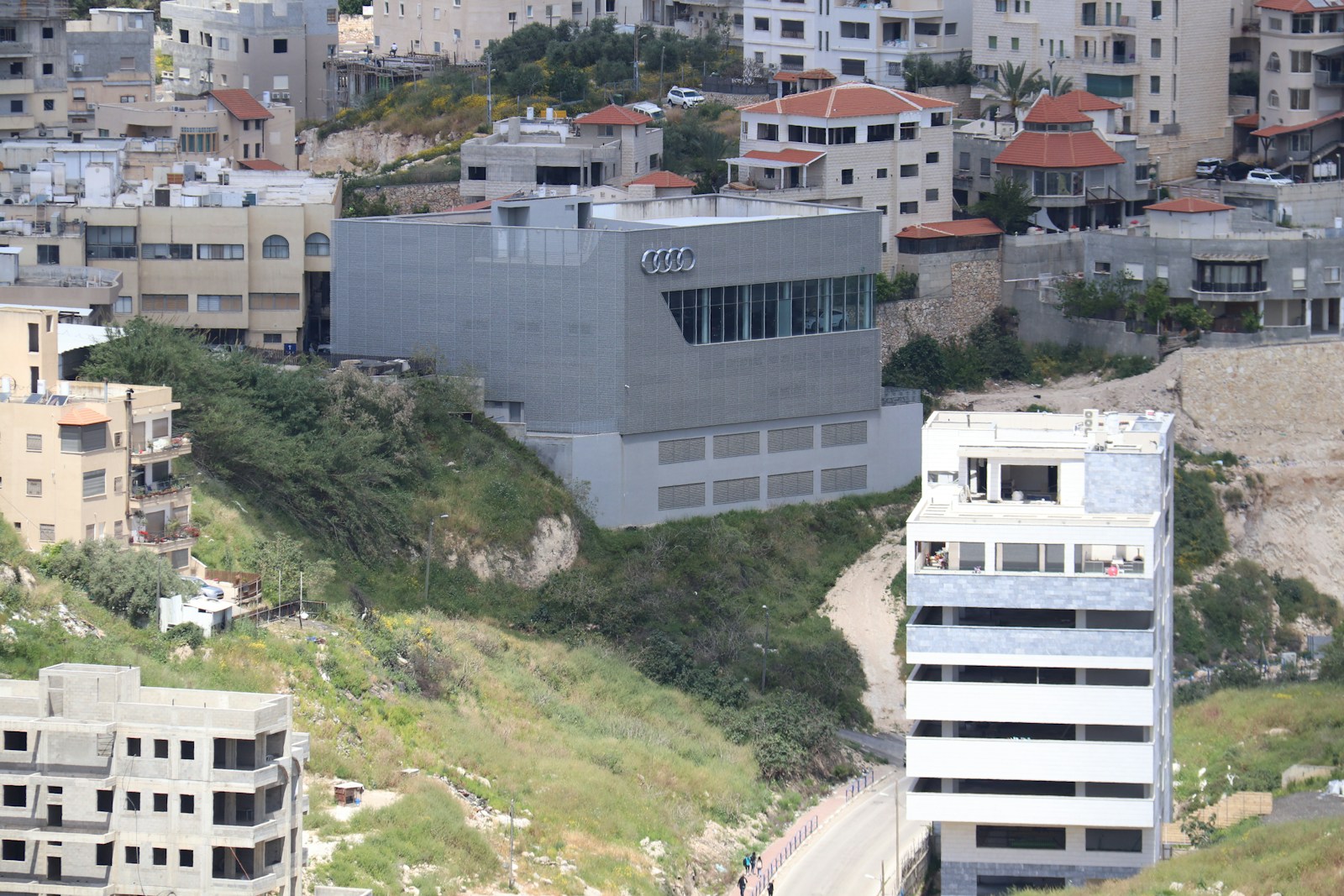 a group of buildings on a hill